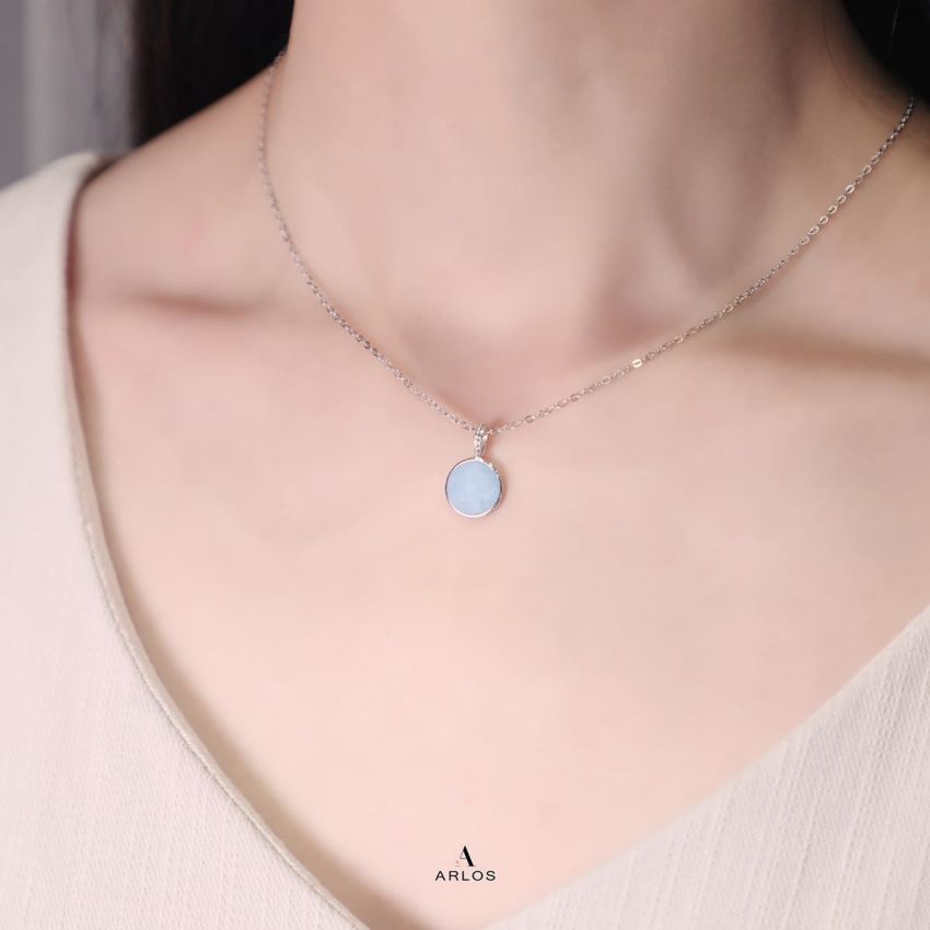 Ariel 海藍寶頸鏈 (白金色)