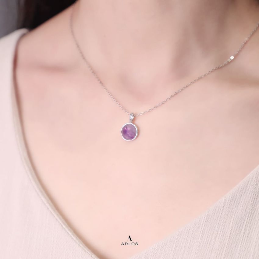 Ariel 薰衣草紫水晶頸鏈（白金色）