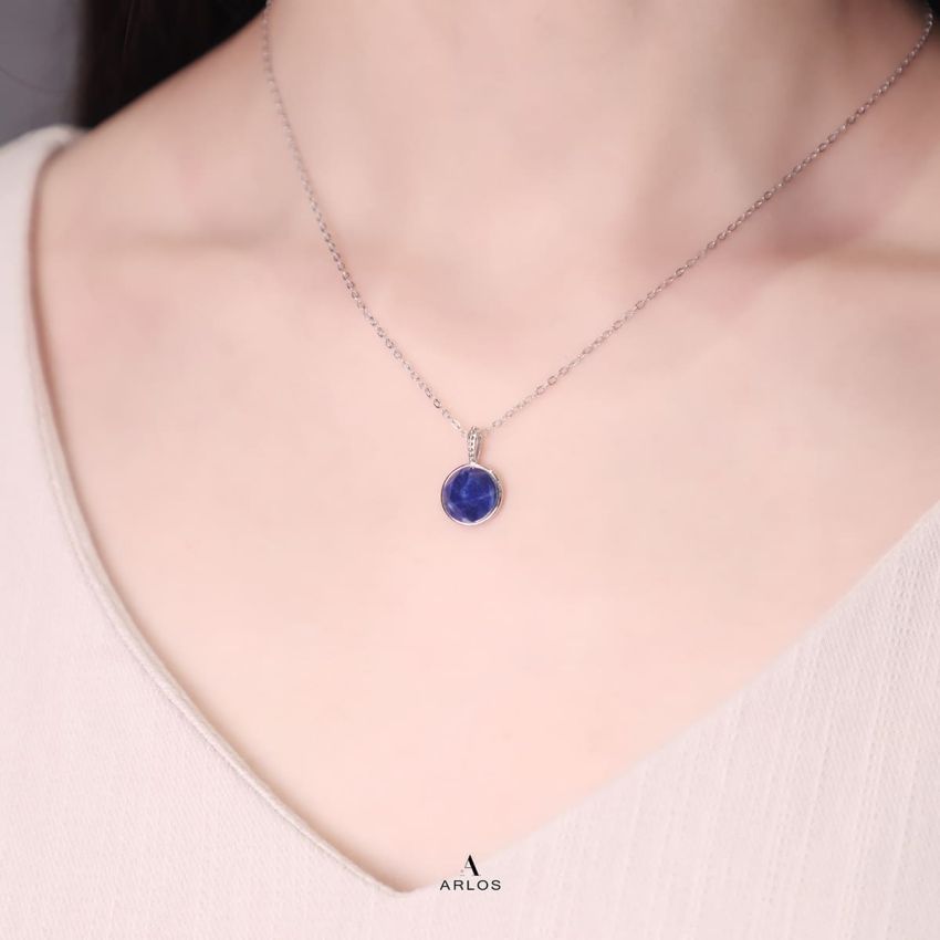 Ariel 藍紋石頸鏈 (白金色)