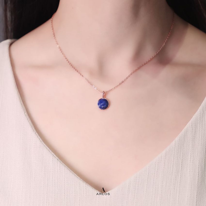 Ariel 藍紋石頸鏈 (玫瑰金)