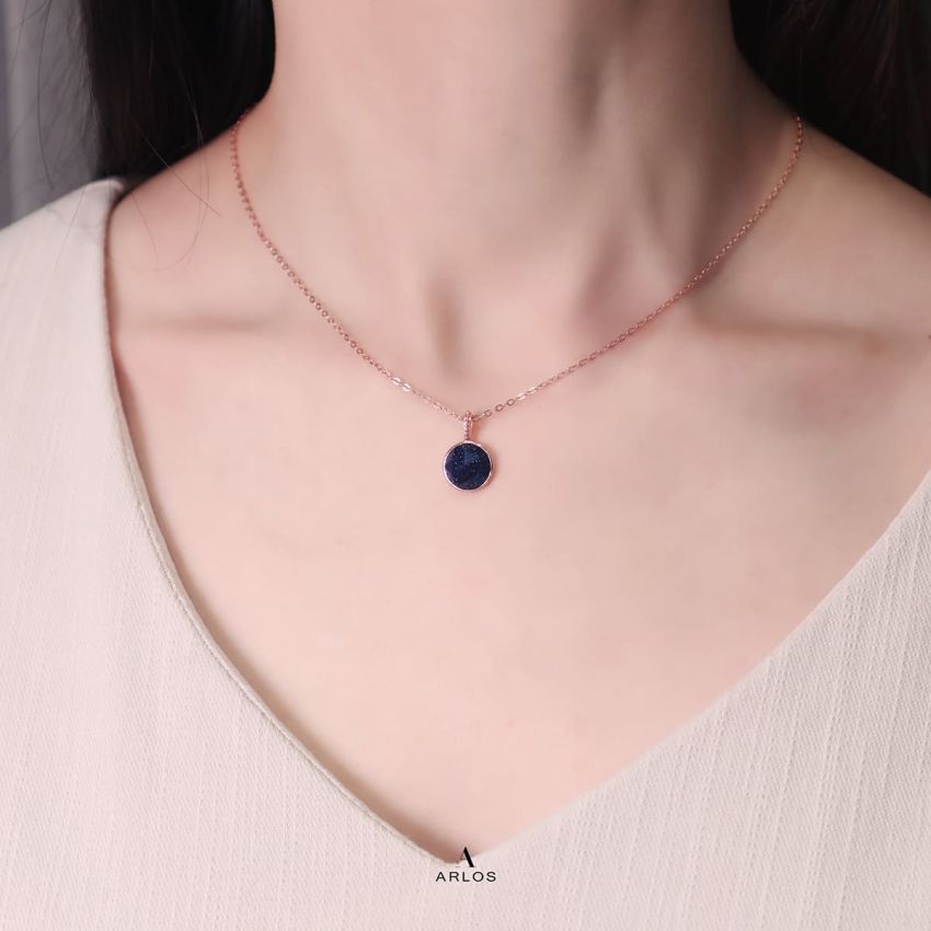 Ariel 藍砂石頸鏈 (玫瑰金)