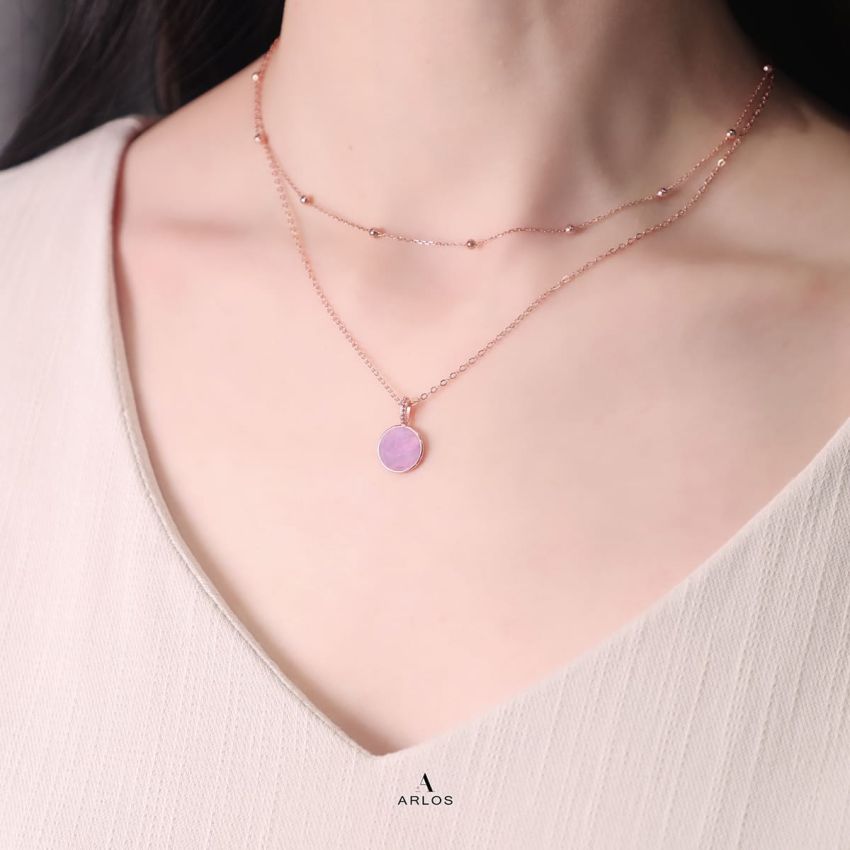 Ariel 薰衣草紫水晶頸鏈 (玫瑰金)