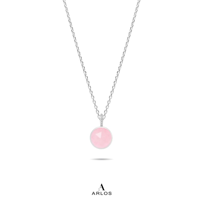 Ariel 粉晶頸鏈（白金色）