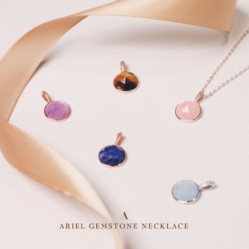 Ariel 海藍寶頸鏈 (白金色)