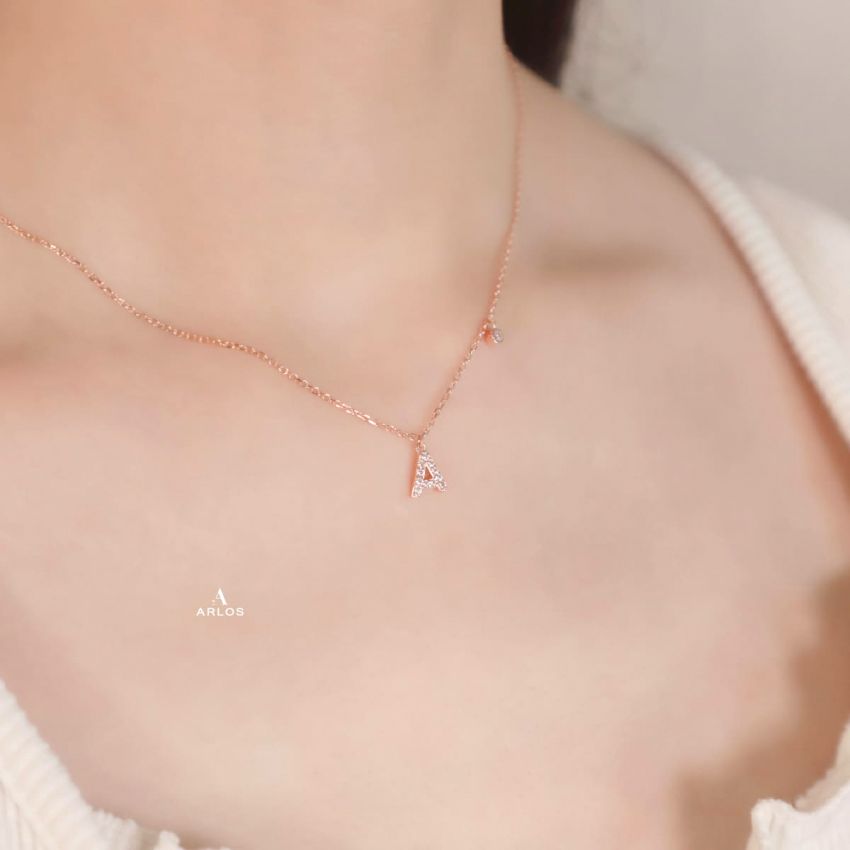 Trésor 字母 [ A ] 頸鏈 (玫瑰金)