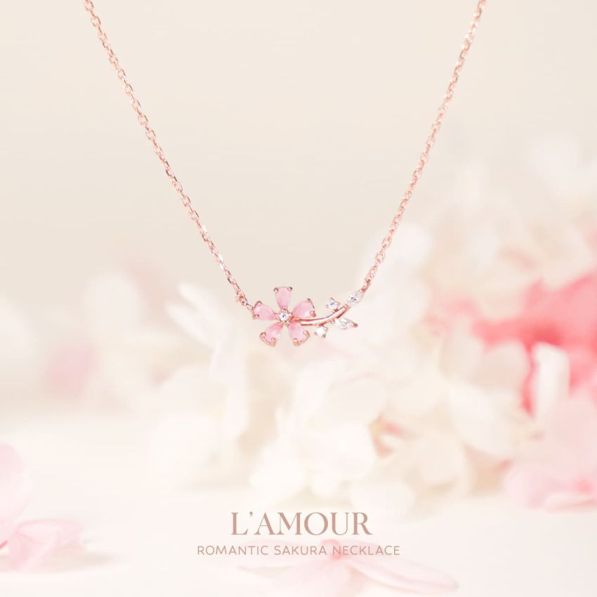 L'amour 粉紅櫻花頸鏈