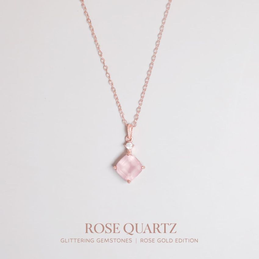 La Joie 個性粉晶頸鏈 (玫瑰金)