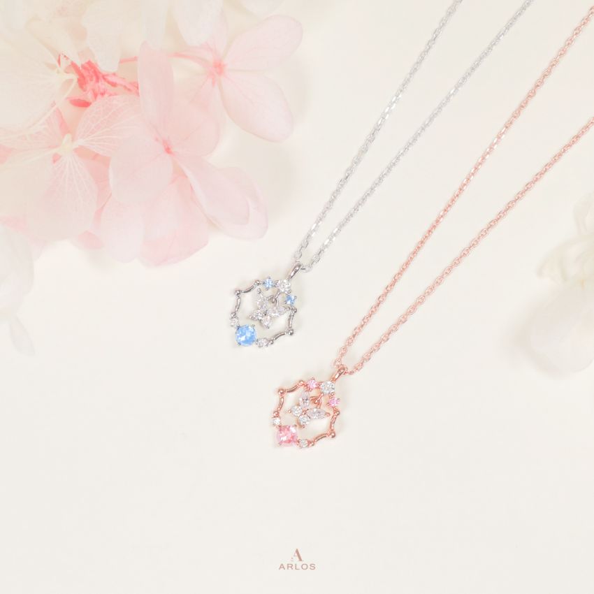 L'amour 氣質皇室蝴蝶頸鏈 (玫瑰金)