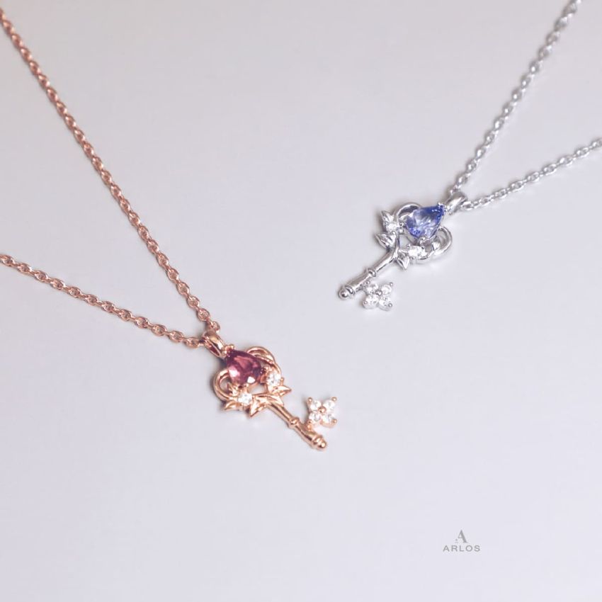 La Joie 玫瑰碧璽心之鑰匙頸鏈