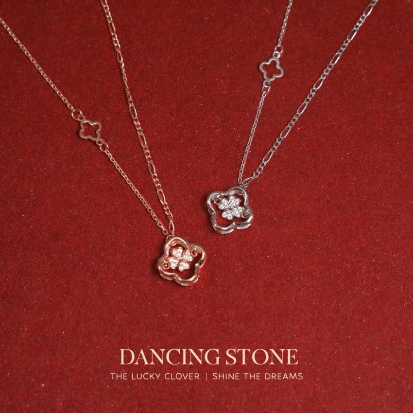 新春幸運四葉草跳動頸鏈 (玫瑰金)