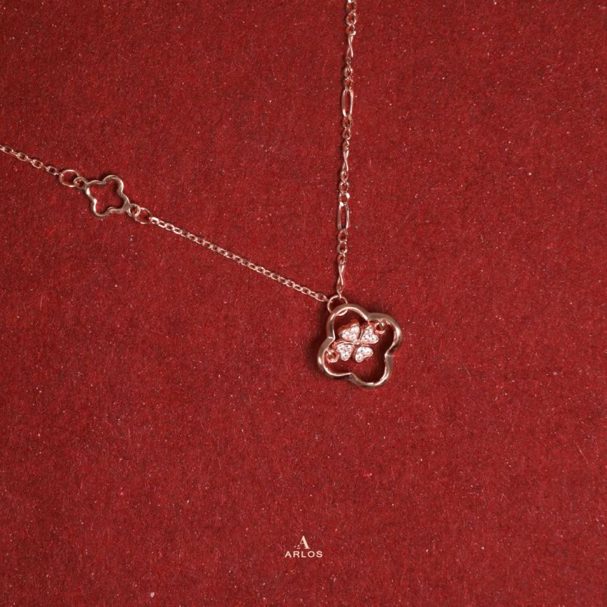 新春幸運四葉草跳動頸鏈 (玫瑰金)
