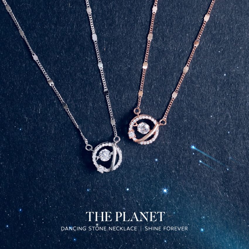 個性星球跳動頸鏈 (白金色)