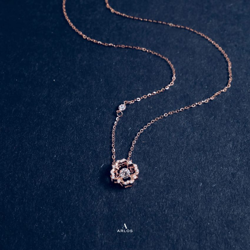 閃爍四葉草跳動頸鏈 (玫瑰金)