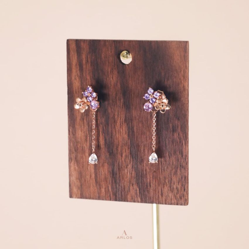 Aloha 優雅紫色小花耳環