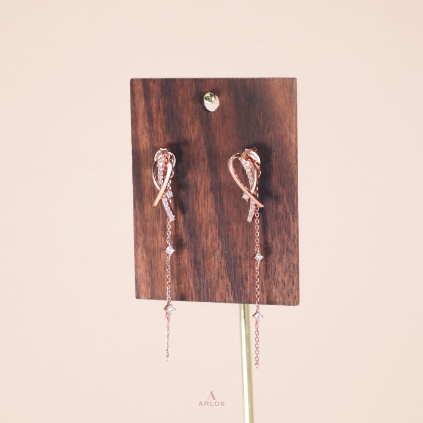 Aloha 閃爍流星耳環 (玫瑰金)