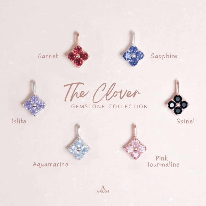 La Joie 尖晶石四葉草頸鏈 (玫瑰金)