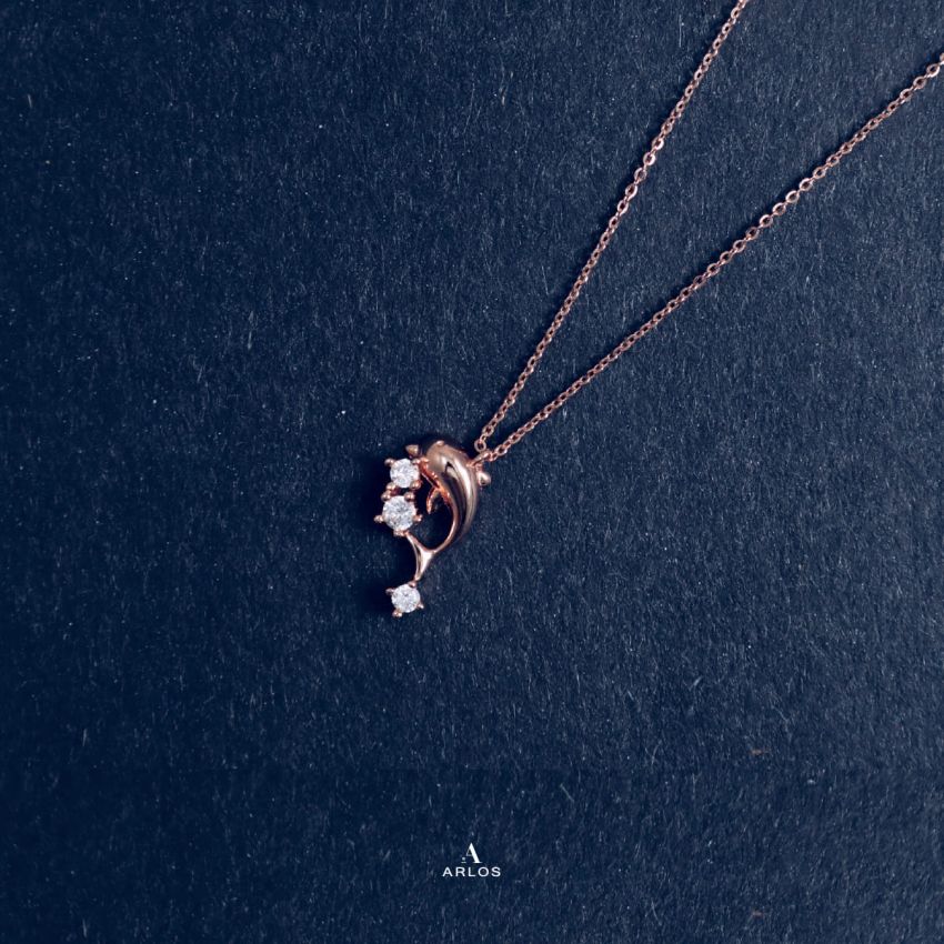 L'amour 閃爍海豚頸鏈 (玫瑰金)