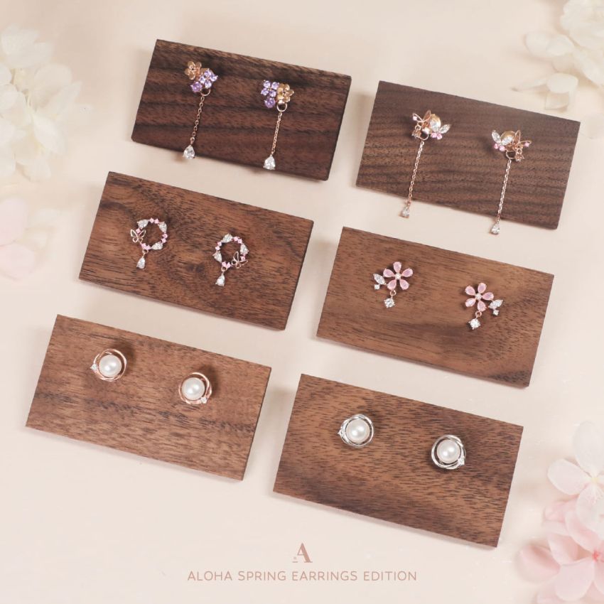 Aloha 個性珍珠耳環 (白金色)