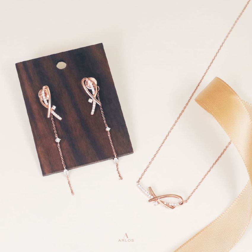 Aloha 閃爍流星耳環 (玫瑰金)