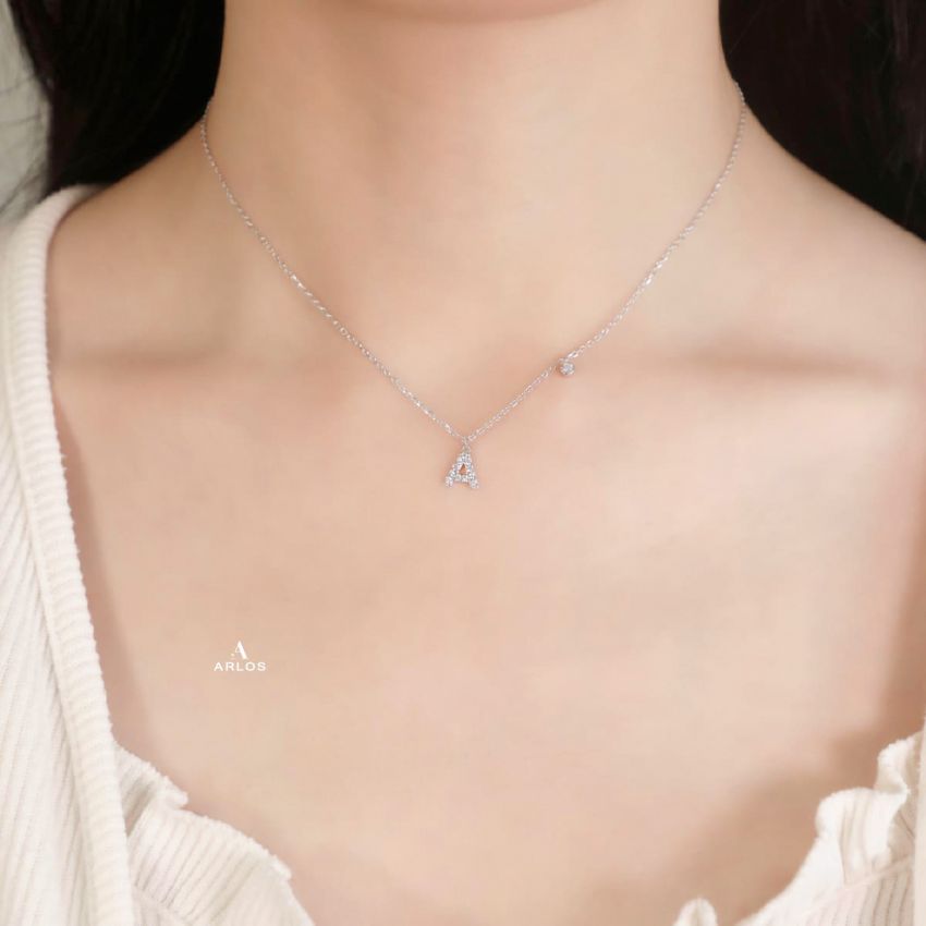 Trésor 字母 [ A ] 頸鏈 (白金色)