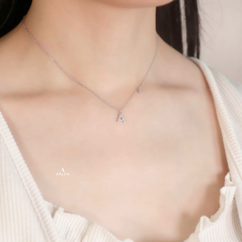 Trésor 字母 [ A ] 頸鏈 (白金色)