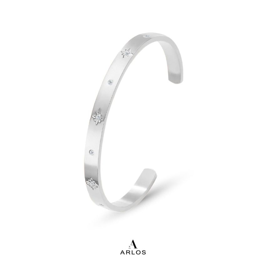 Éternel 閃爍星星開口手鐲 (白金色)