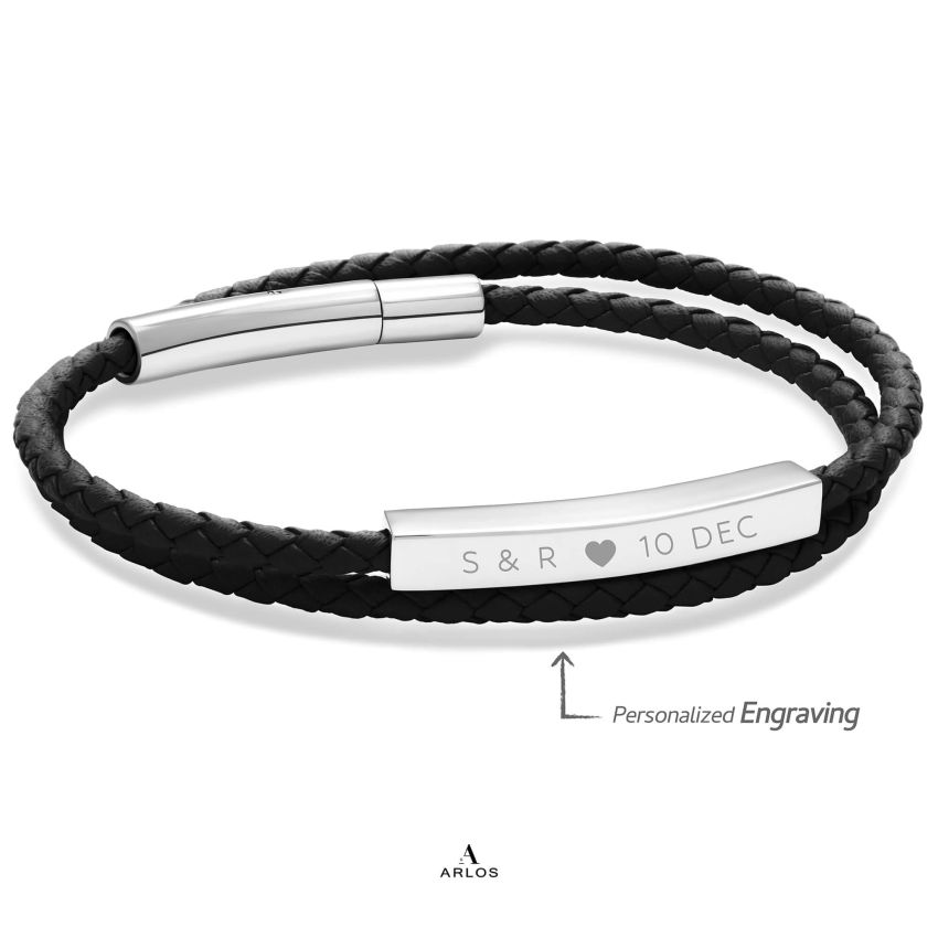 Le Tien 雙層皮革手環 (太空黑)