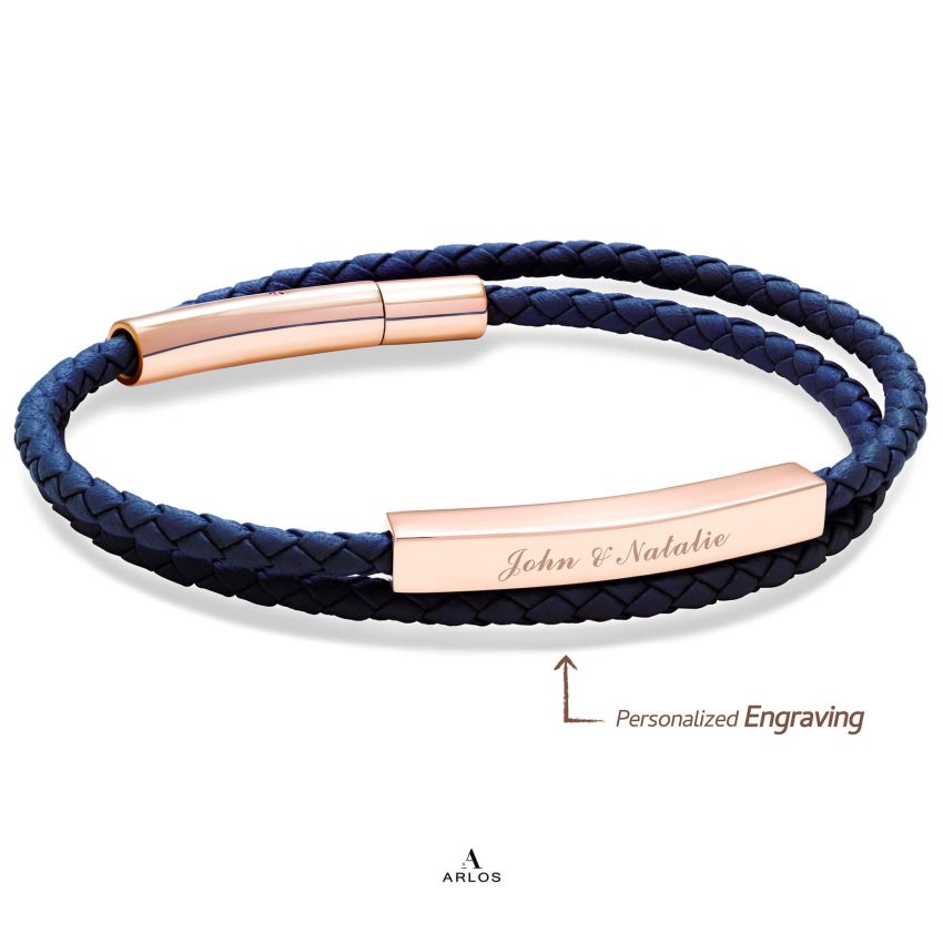 Le Tien 雙層皮革手環 (深邃藍)