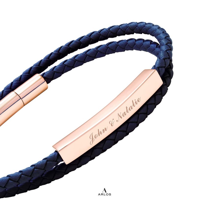 Le Tien 雙層皮革手環 (深邃藍)