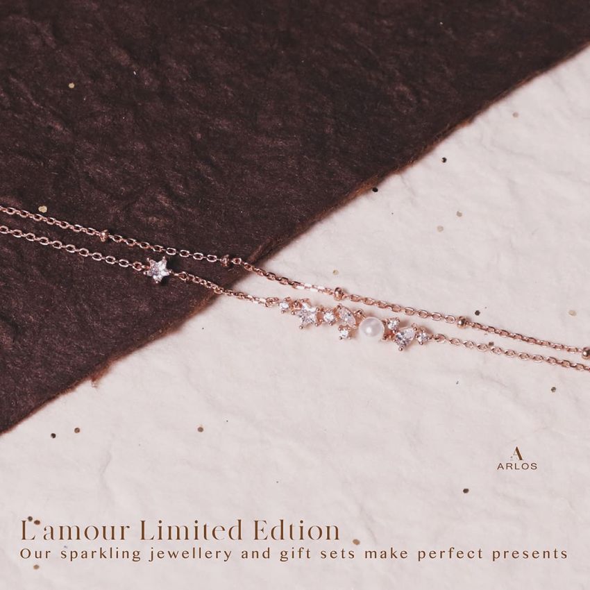 L'amour 星星珍珠手鏈 (玫瑰金)