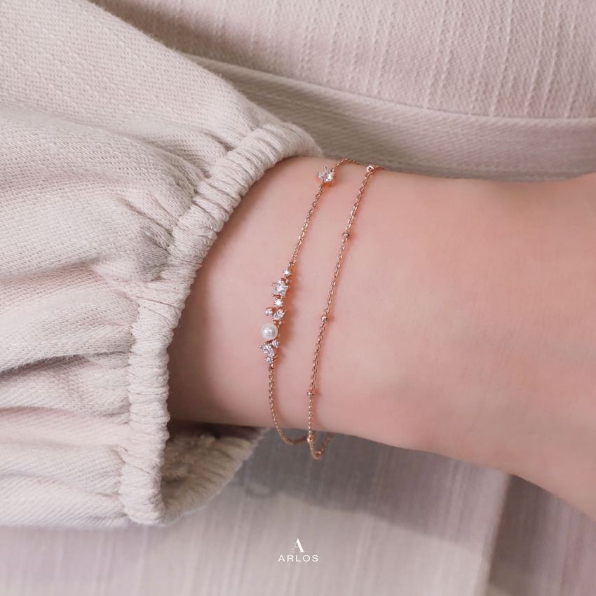 L'amour 星星珍珠手鏈 (玫瑰金)