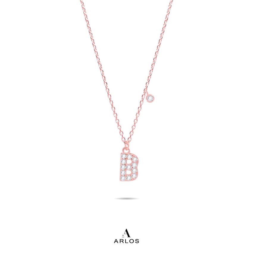 Trésor 字母 [ B ] 頸鏈 (玫瑰金)