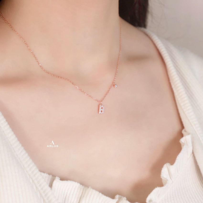 Trésor 字母 [ B ] 頸鏈 (玫瑰金)