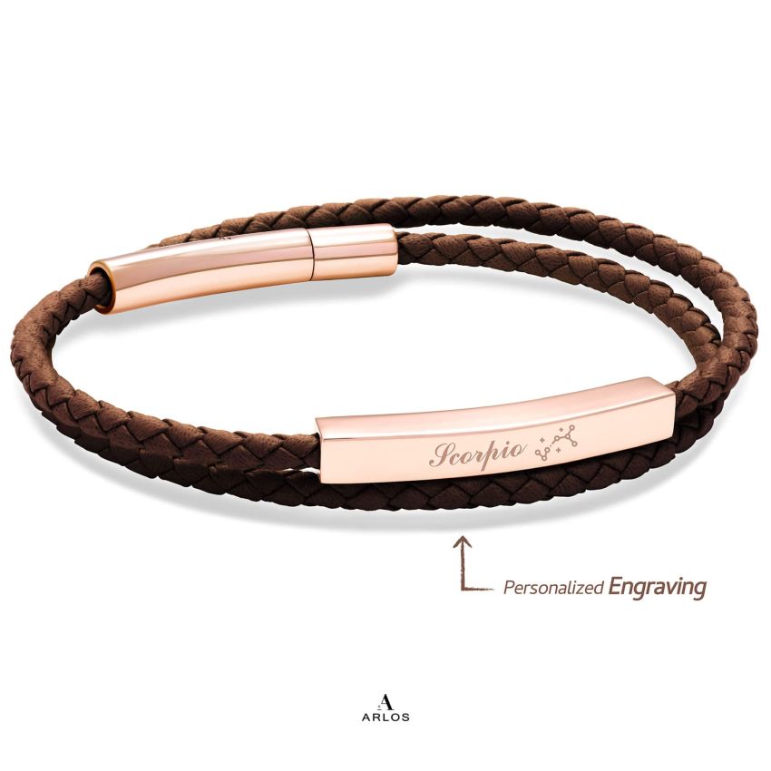 Le Tien 雙層皮革手環 (深棕色)