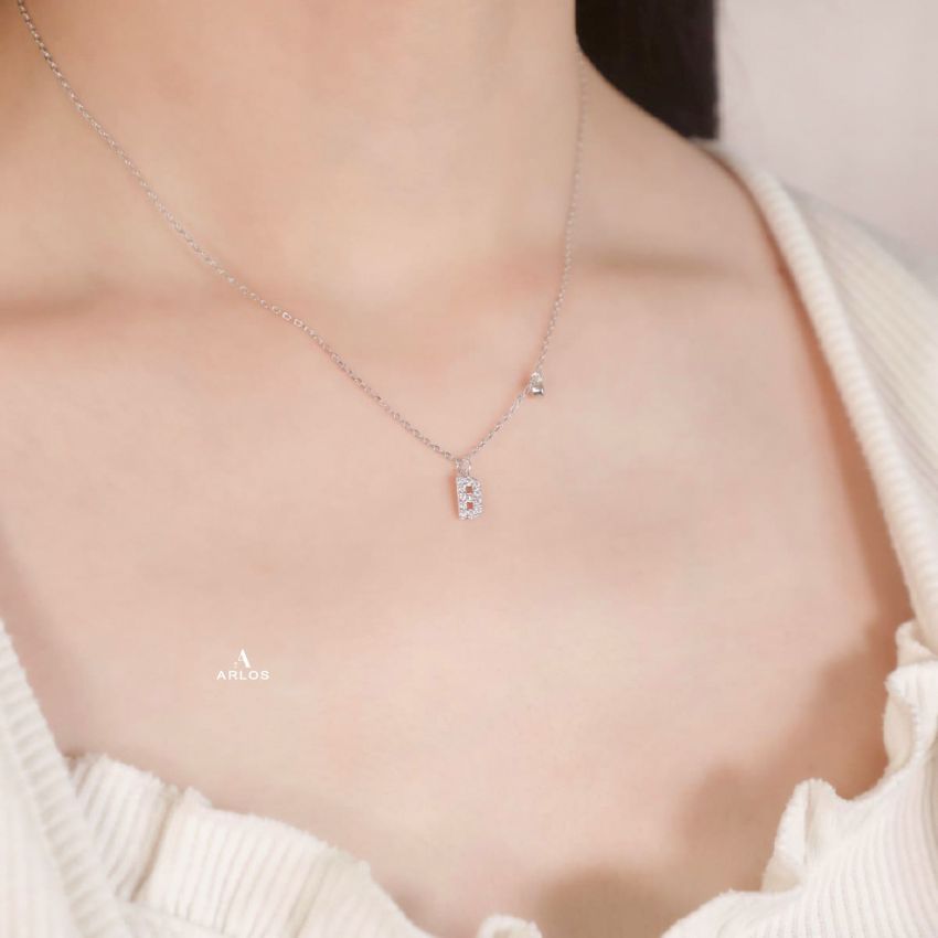 Trésor 字母 [ B ] 頸鏈 (白金色)