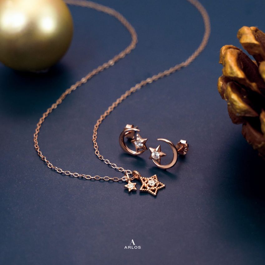 L'amour 浪漫許願星頸鏈 (白金色)