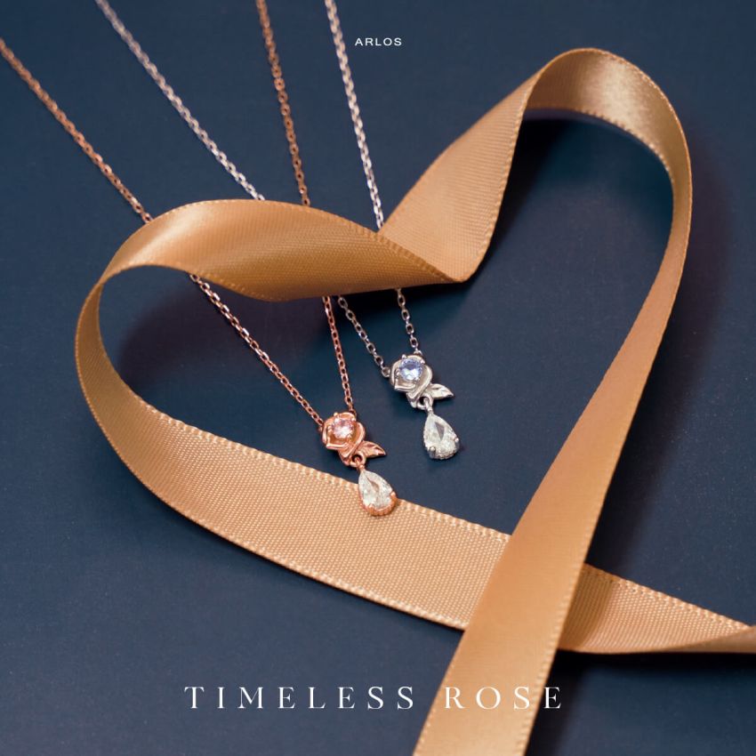 Aloha 永恆玫瑰綻放耳環 (白金色)