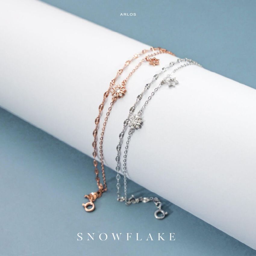 L'amour 冬日浪漫雪花手鏈 (白金色)