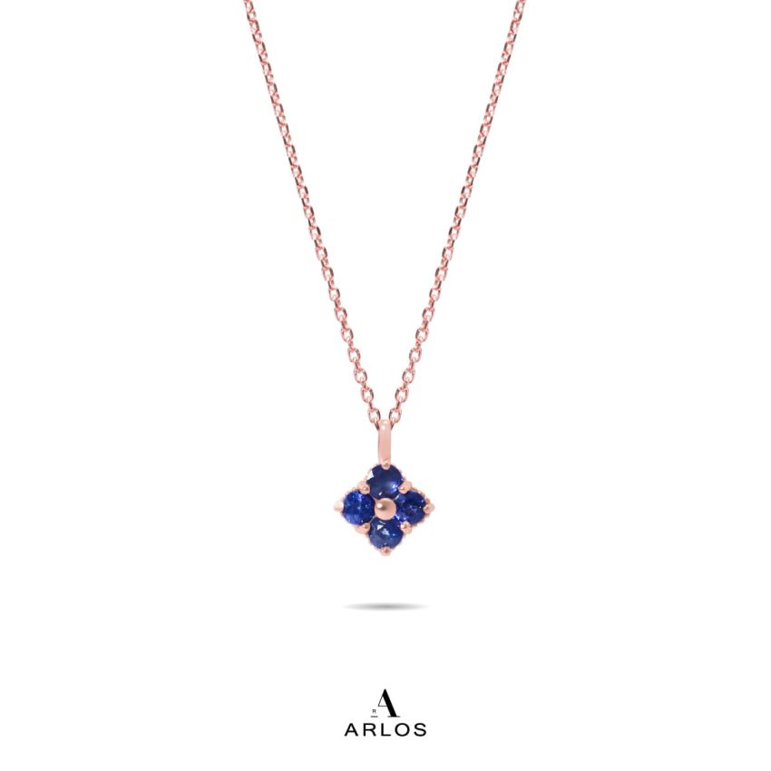 La Joie 藍寶石四葉草頸鏈 (玫瑰金)