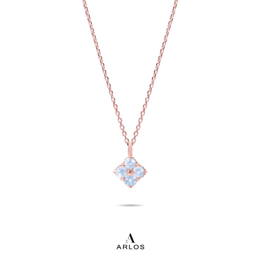 La Joie 海藍寶四葉草頸鏈 (玫瑰金)