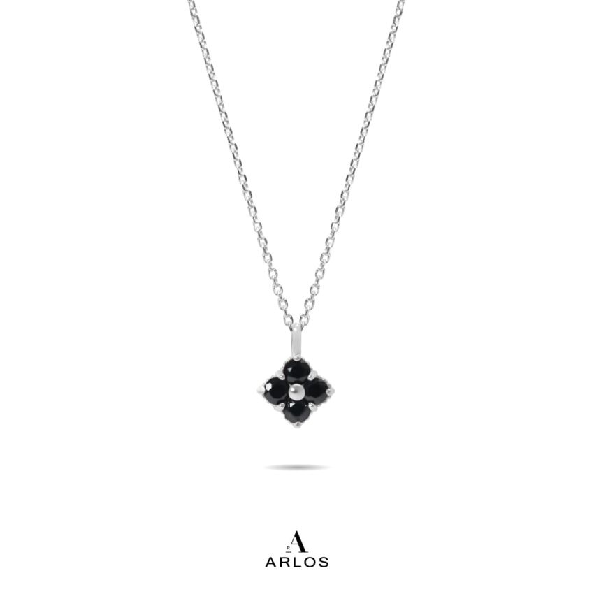 La Joie 尖晶石四葉草頸鏈 (白金色)