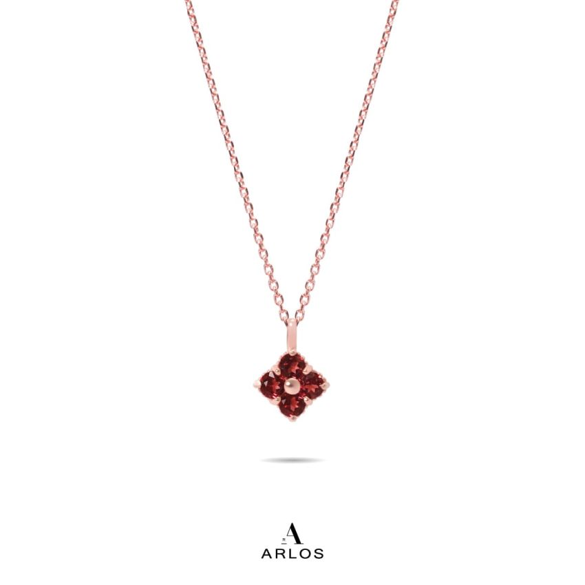 La Joie 石榴石四葉草頸鏈 (玫瑰金)