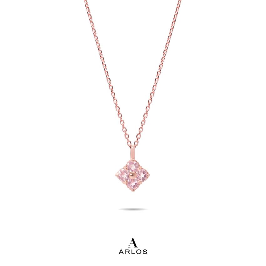 La Joie 粉紅碧璽四葉草頸鏈 (玫瑰金)