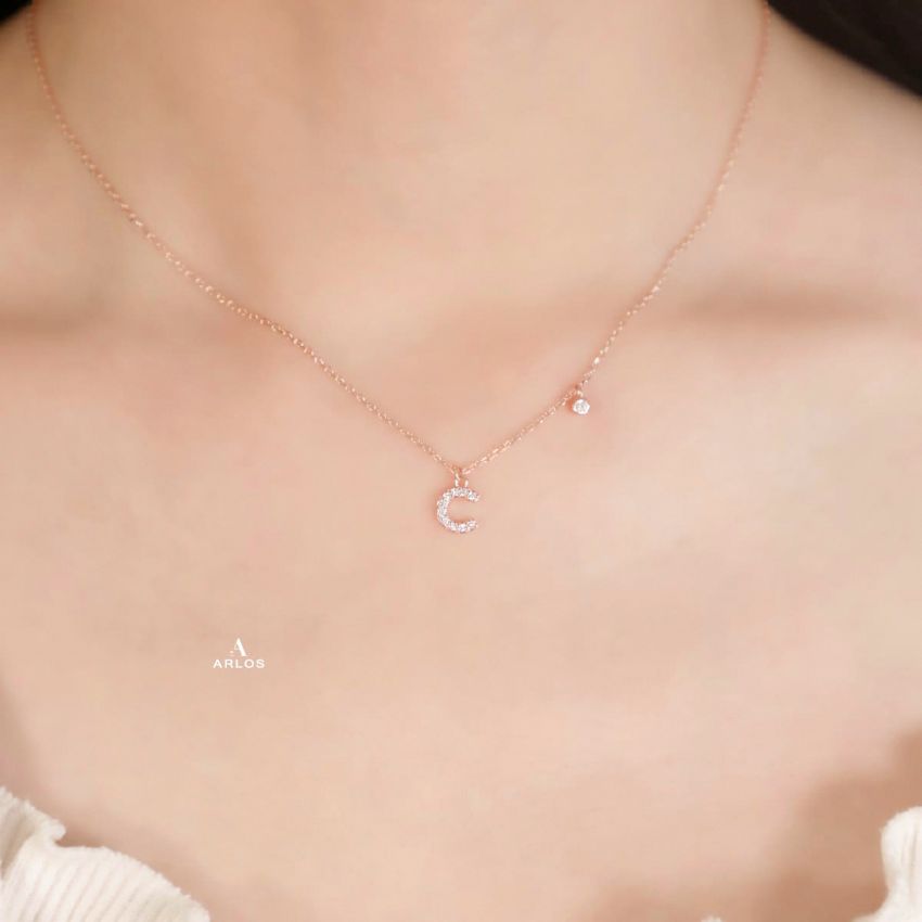 Trésor 字母 [ C ] 頸鏈 (玫瑰金)