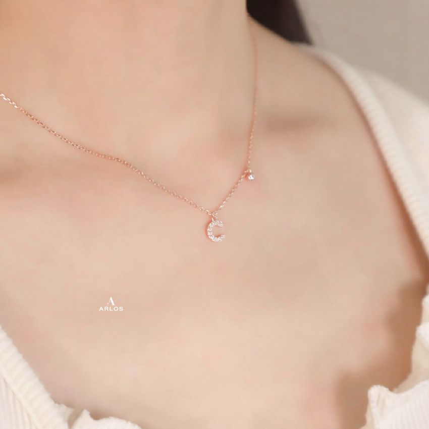 Trésor 字母 [ C ] 頸鏈 (玫瑰金)