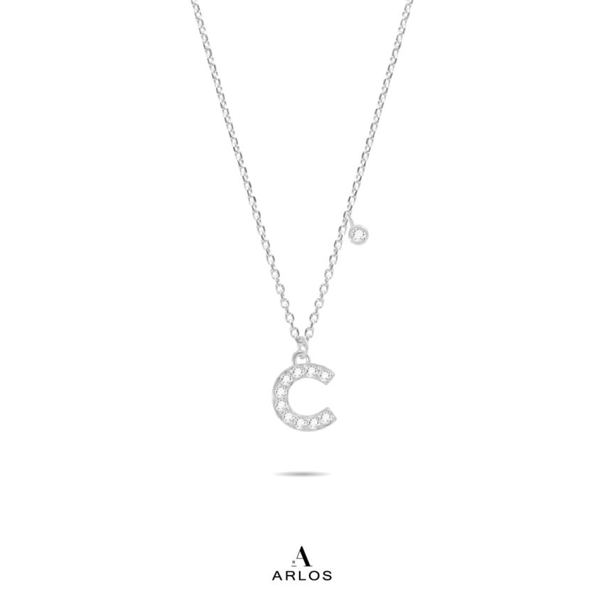 Trésor 字母 [ C ] 頸鏈 (白金色)