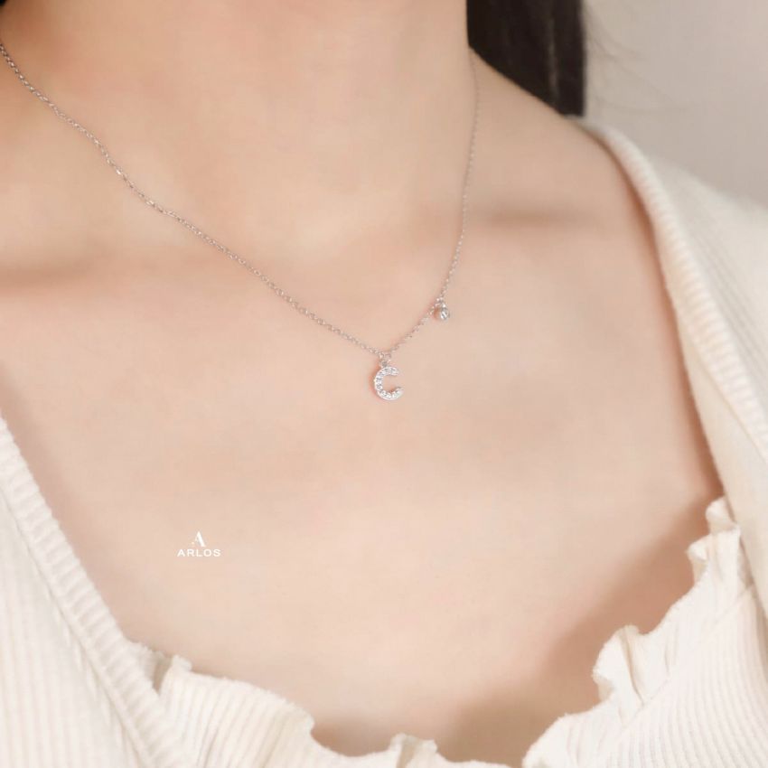 Trésor 字母 [ C ] 頸鏈 (白金色)