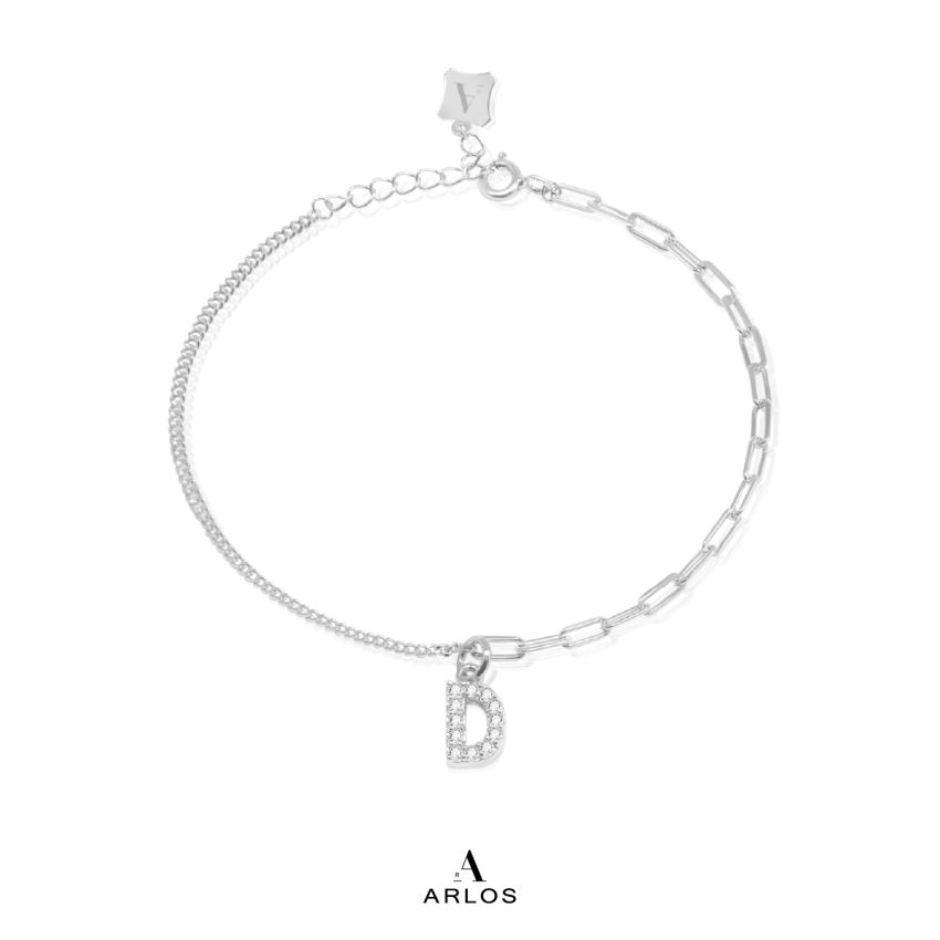 Trésor 字母 [ D ] 手鏈 (白金色)