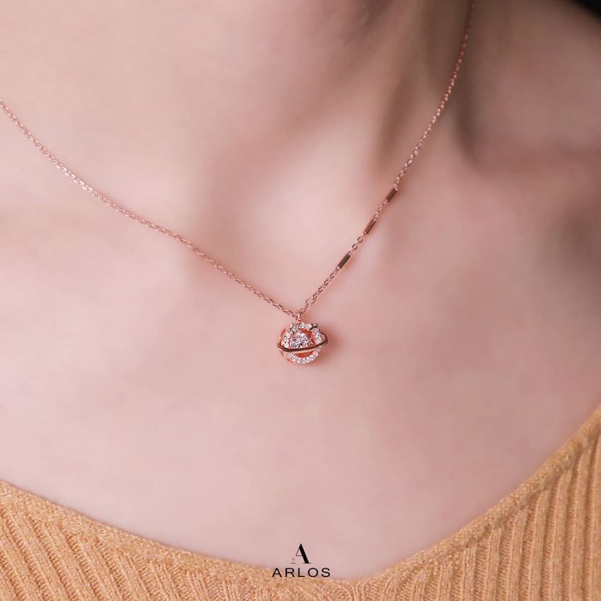 閃爍星球跳動頸鏈 (玫瑰金)