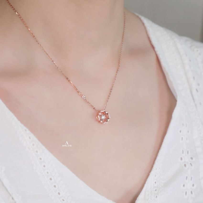 閃爍四葉草跳動頸鏈 (玫瑰金)